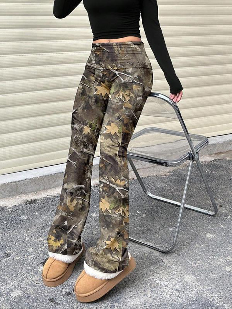 Women'S Plain Ruched Flared Leggings, Casual Comfy High Stretch Bell Bottom Trousers for Daily Wear, Ladies Bottoms for All Seasons