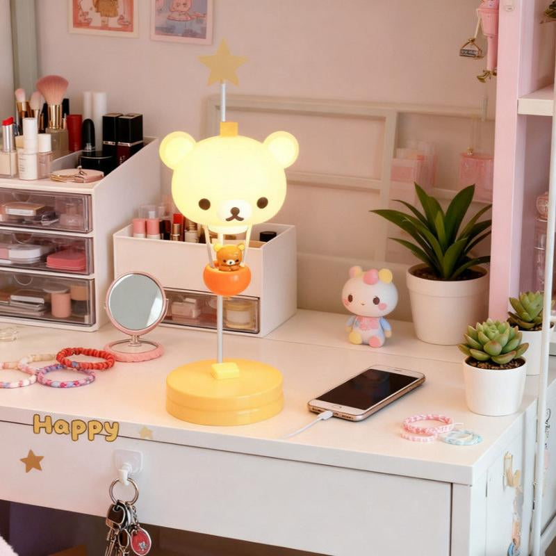 Night Light Bear Casual Bear Cute Table Lamp Bedside Lamp Pat Lamp Housewarming Graduation Best Friend Birthday Gift for Girls（Equipped with a AAA Battery and a Screwdriver） Decorative Lighting